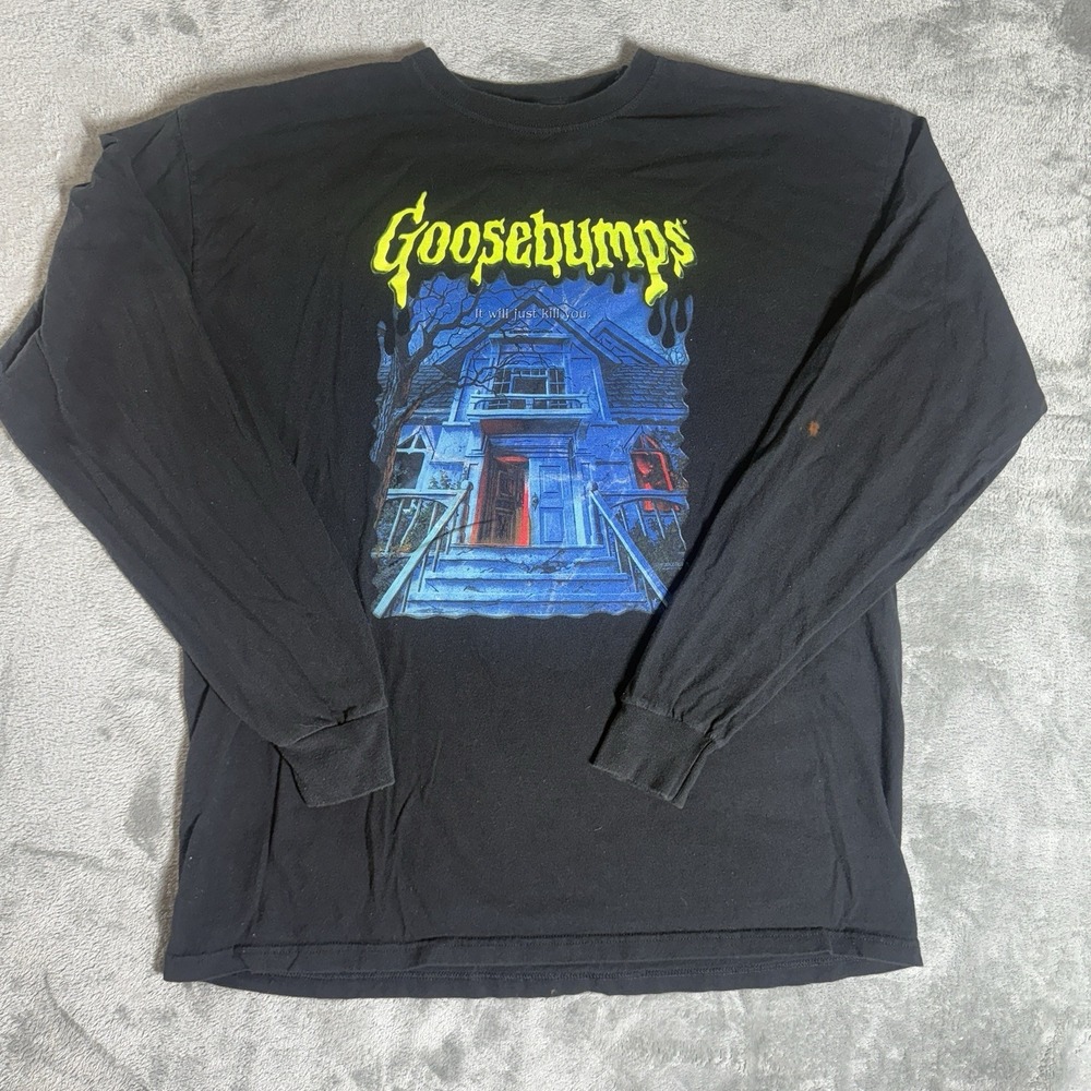 Goosebumps Shirt Men XL Long Sleeve Black Graphic Tee "It Will Just Kill You"